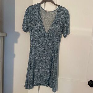 Floral Blue Wrap Dress